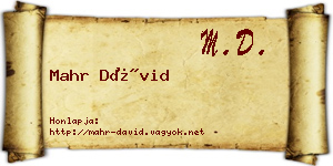 Mahr Dávid névjegykártya